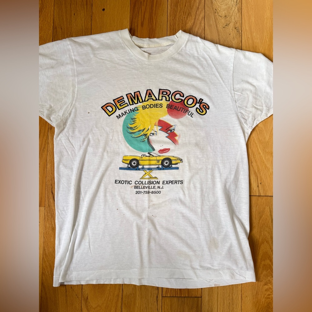 Vintage Graphic Ad Demarco’s Auto Body Tee – Single Stitch – No Tag